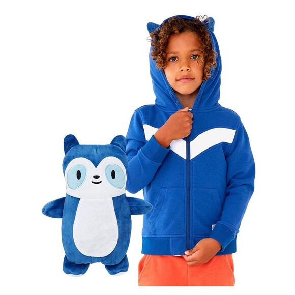Cubcoats Rekka the Raccoon 2 In 1 Zip-Up Hoodie Blue & White Size 4-5 Plushie - Picture 2 of 5